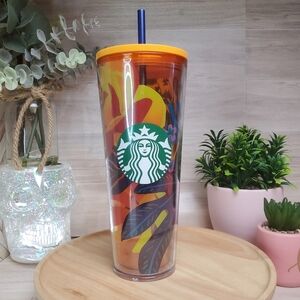 Starbucks Summer Tropical Orange Floral Venti Tumbler 24oz 2022 *